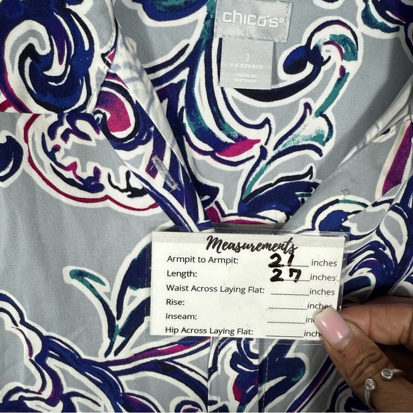 Chico’s Sand Wash Satin Painted Paisley Women's Blouse, Chico’s Size 1. NWOT - Picture 12 of 12